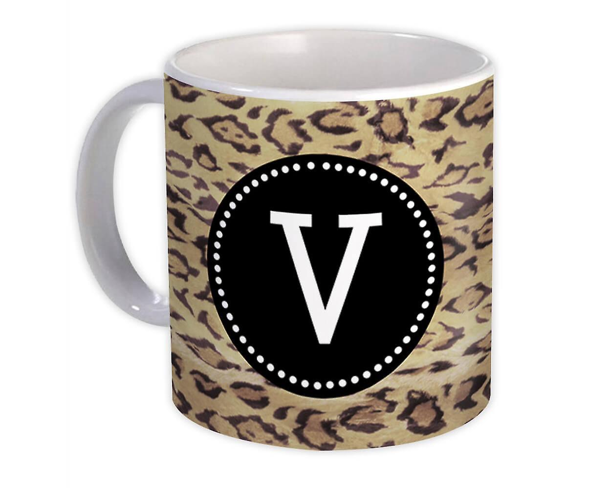 Gift Mug: Monogram Letter V Cheetah