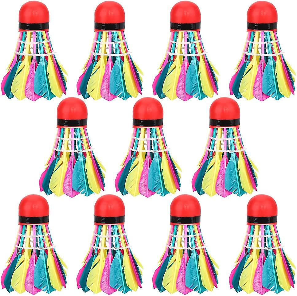 Shuttlecock, 11 Pieces Colorful High Speed Feather Badminton Balls for Training Exercise Gym