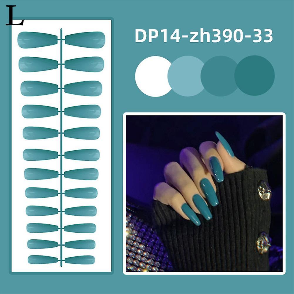 14-zh396-33(L)$ Strip long ballet shiny trapezoidal solid color false nail stickers finished product 24 pieces wearable nail stickers