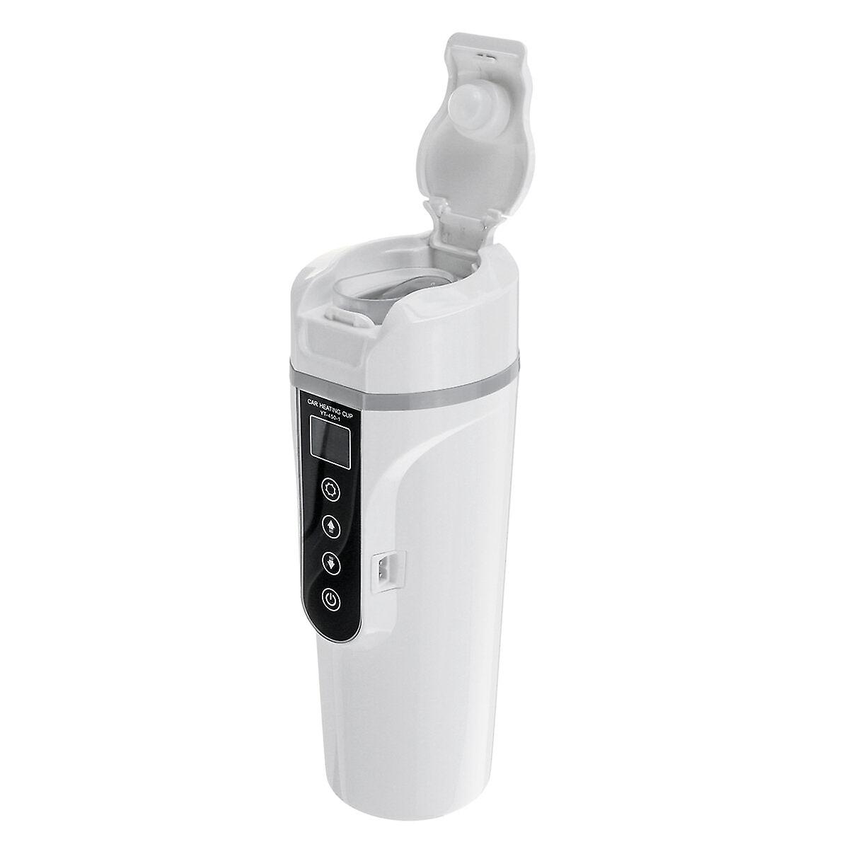 450Ml 12v / 24v Car Heating Cup Stainless Steel Electric Water Cup Lcd Display Temperature