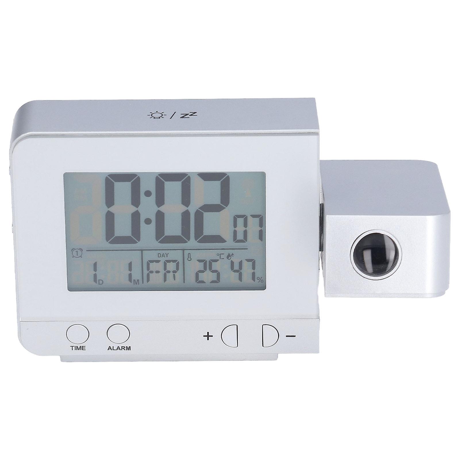 Projection Alarm Clock Backlit LED USB Charging Multifunctional Clock with Time Temperature Projection