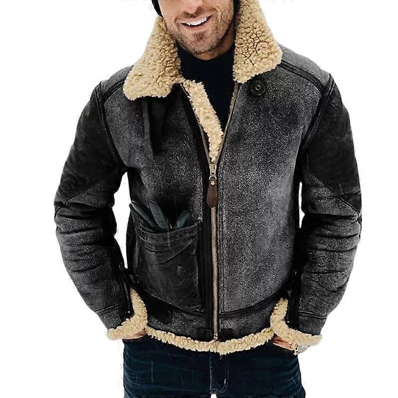 Invierno Hombres Piel de oveja Piel Chaqueta de cuero Esprosar