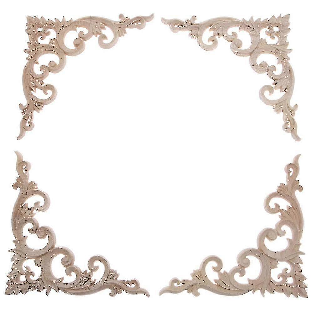 4pcs/set ξυλόγλυπτο γωνιακό απλικέ απλικέ άβαφο ντουλάπι ντουλαπιών πλαισίων για το εγχώριο Furnitur (haoyi)
