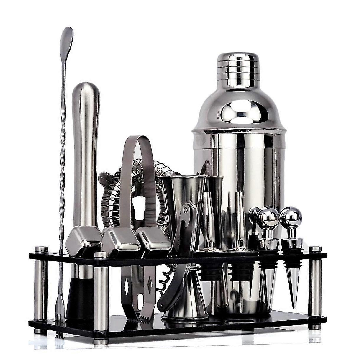 16 Pcs Cocktail Shaker Set Jigger Cuchara Mezcladora Tong Barware -b