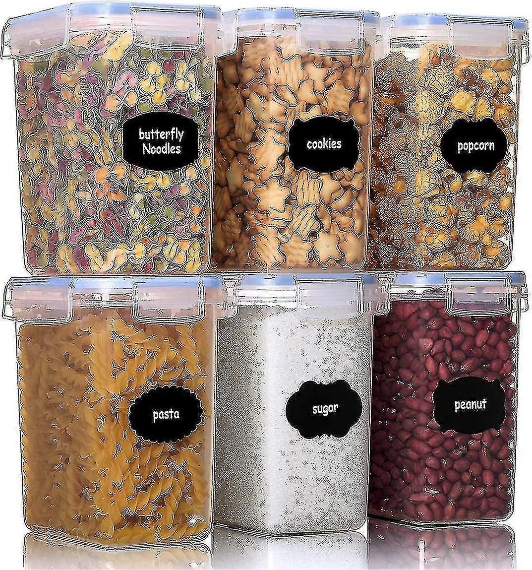 6-Piece Food Storage Box 1.6l Cereal Storage Box Plastic storage containers are used to store food