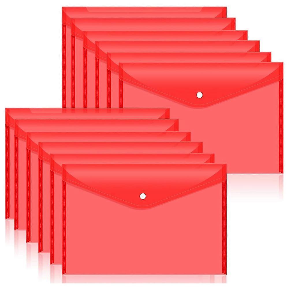 12Pcs Plastic Document Envelopes with Snap Closure for A4 Size Documents, Polyethylene Folders for School & Supplies A
