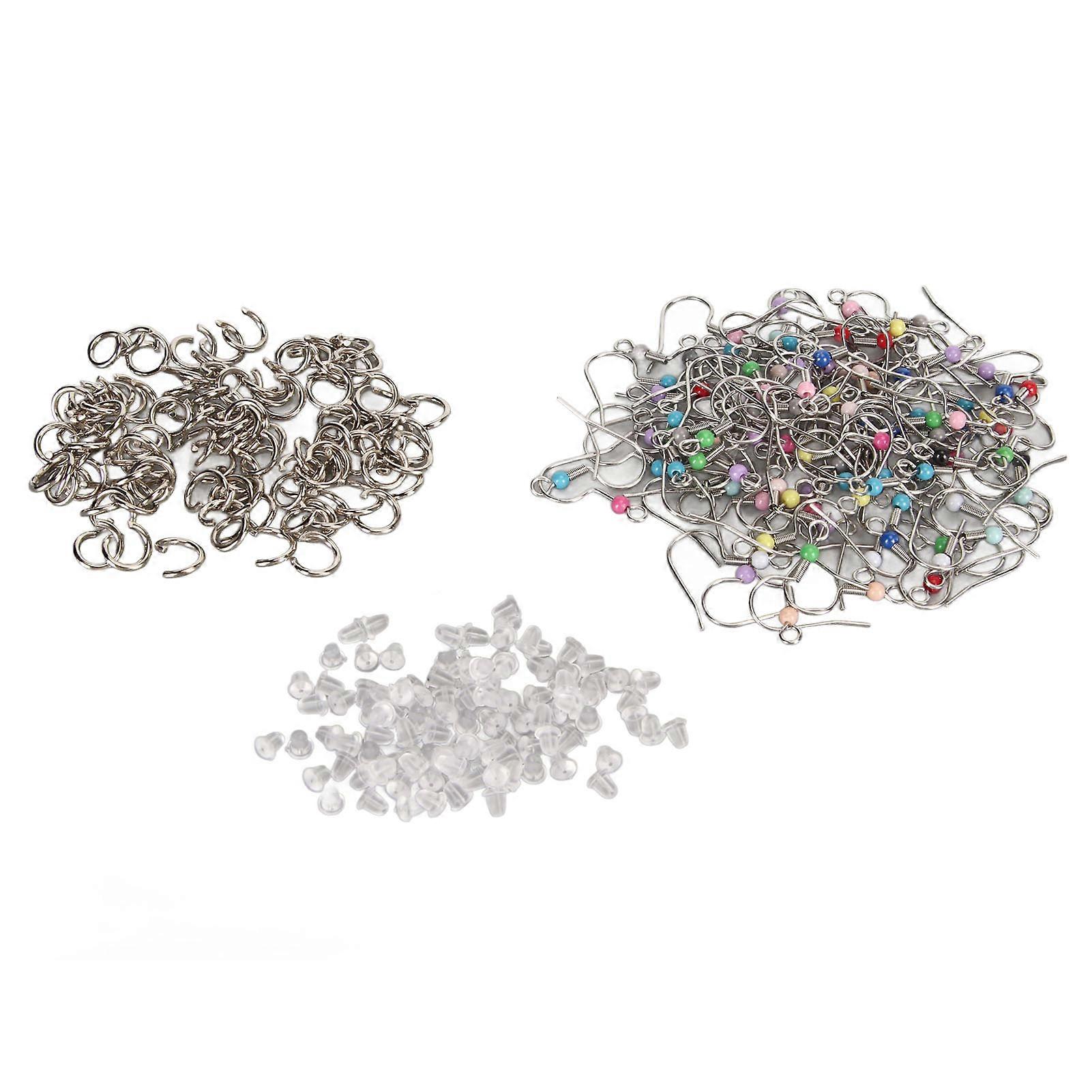 300pcs Earring Hooks Kit Stainless Steel Mixed Colors Earring Hooks Set with Jump Rings Earring Backs for Earring Making