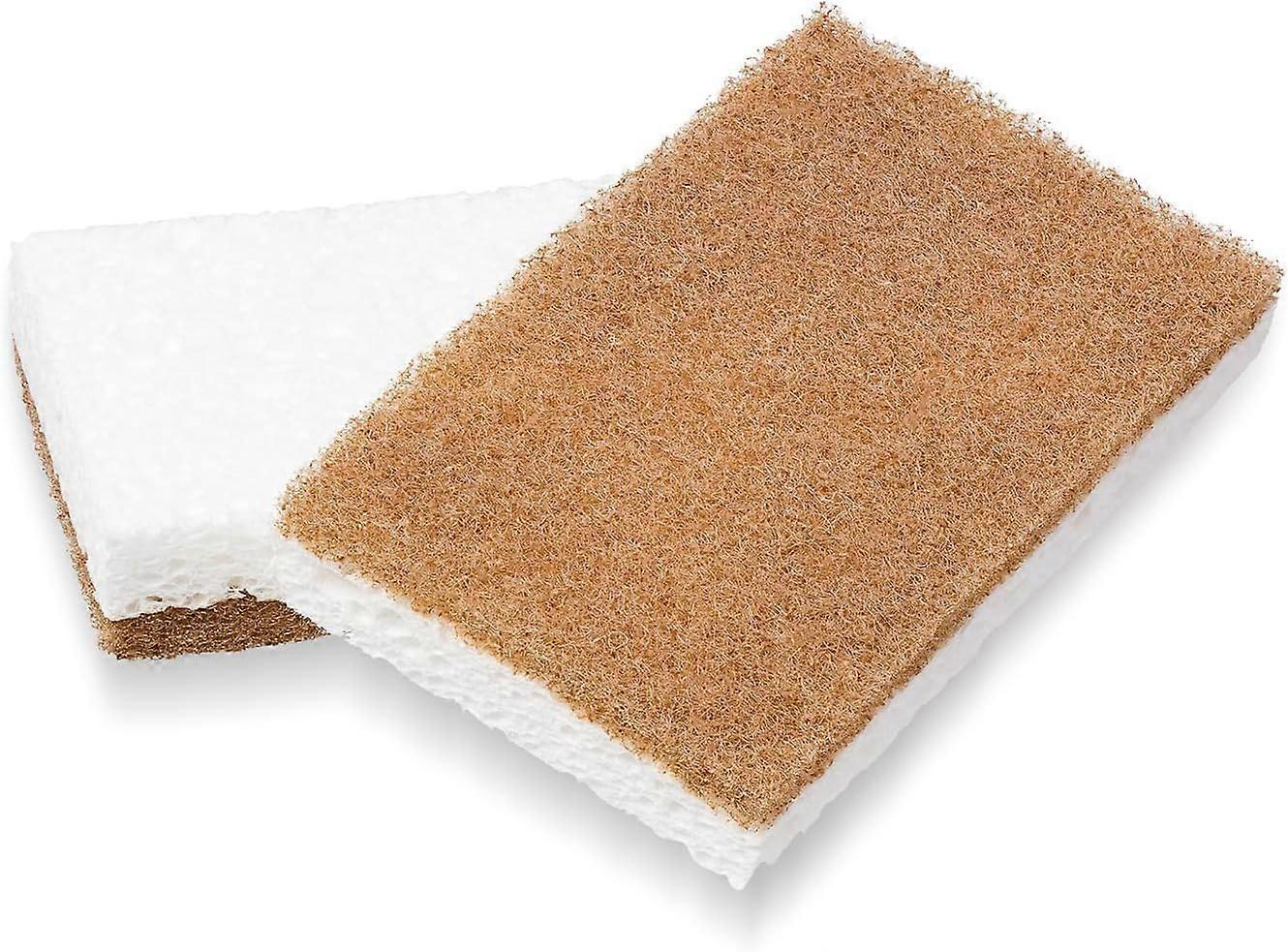 2 Pcs Walnut Shell Non-Scratch, Cellulose, Brown, Scrubber Sponges