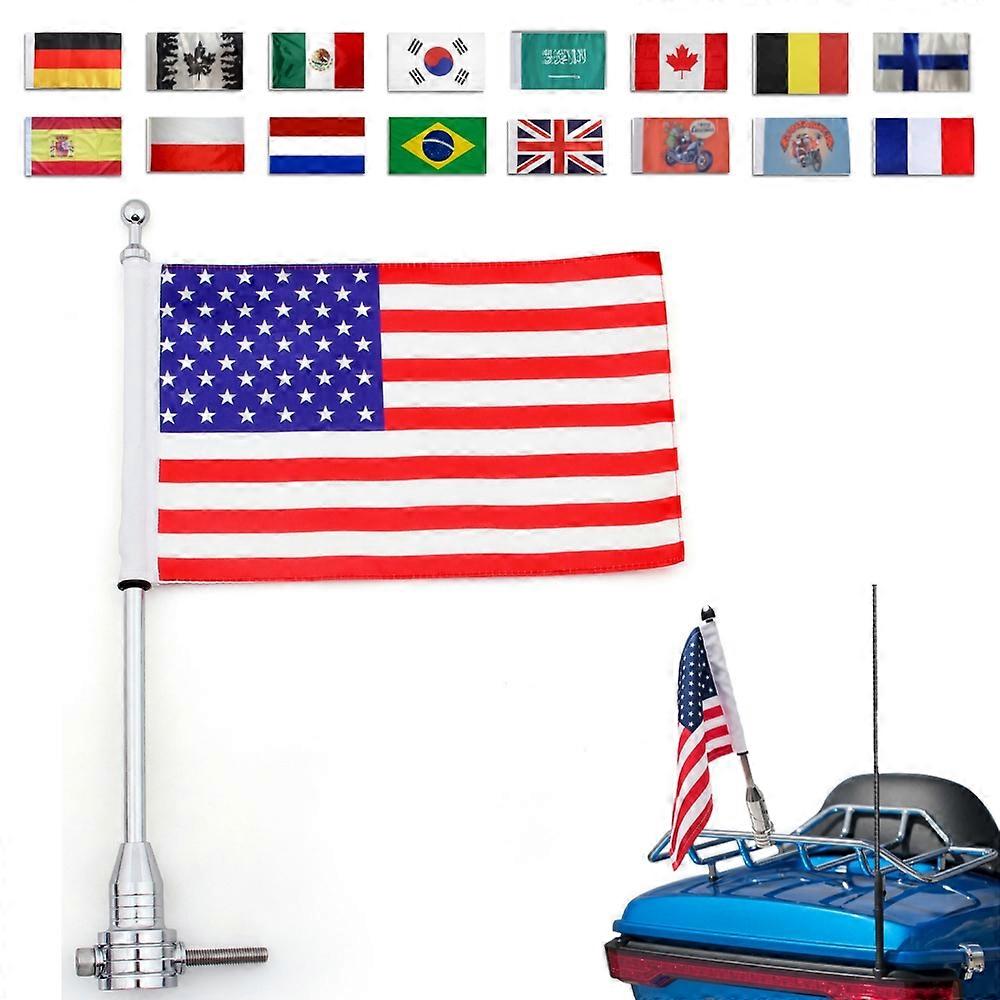 Mât Drapeau Moto Arrière Fixation Latérale Chrome - Pour Harley Sportster XL Touring Road King