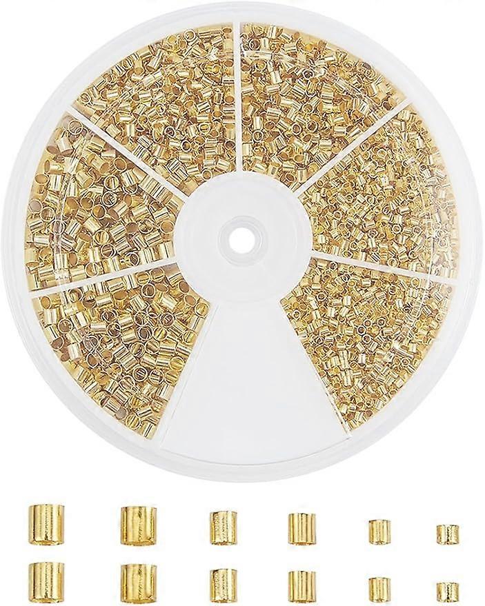 3000Pcs Brass Tube Crimp Beads Cord End Caps Diameter