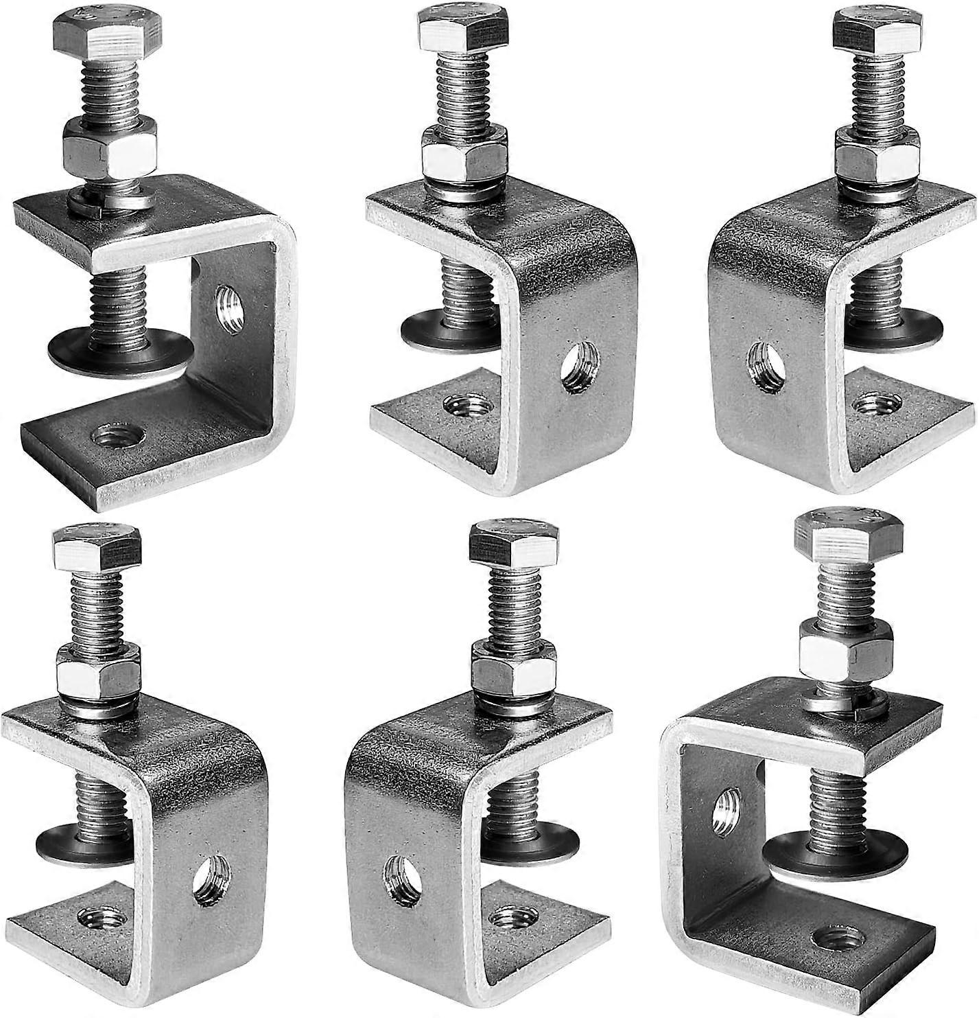 Set 6 cleme prindere, Forma C, Otel inoxidabil, Argintiu