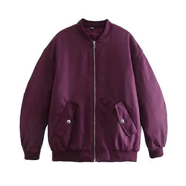 Kvinnor Casual Solid Pocket Bomberjacka Kvinna Lös Pendlare Bomull Kläder Kappa 2024 Höst Mode Chic Varm Parka Ytterkläder