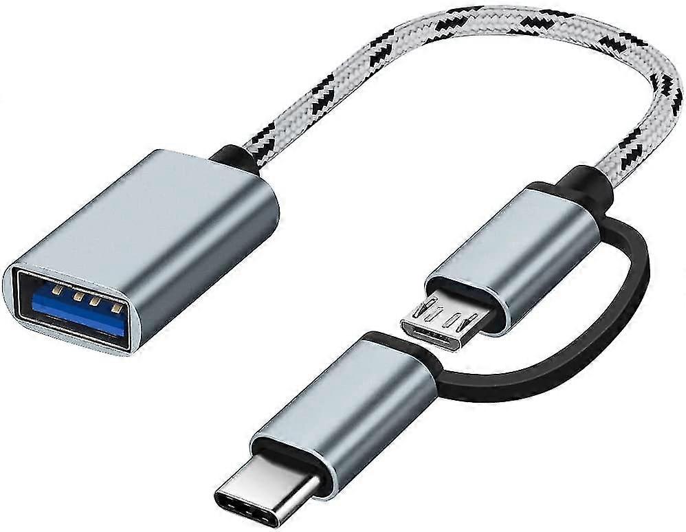 2-in-1 USB C / Micro zu Usb Adapter, Seminer USB C zu USB, Micro To Usb 3.0 Otg Adapter Kabel Kompatibel mit Imac Android Google und mehr, Grau, 2 Stück