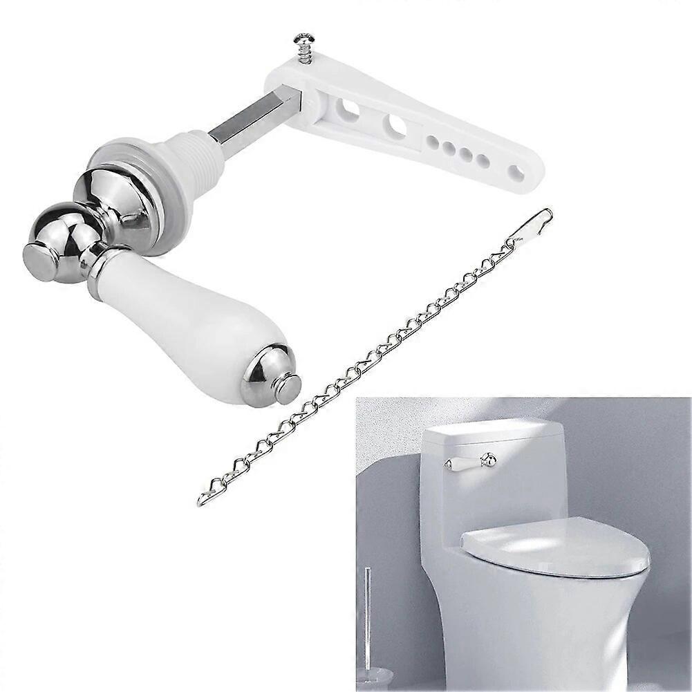 1 pieza WC Manija de cisterna Tanque de descarga estándar Cisterna Palanca de metal- Inodoro cromado WC Manija de cisterna Inodoro Cisterna Palanca de descarga