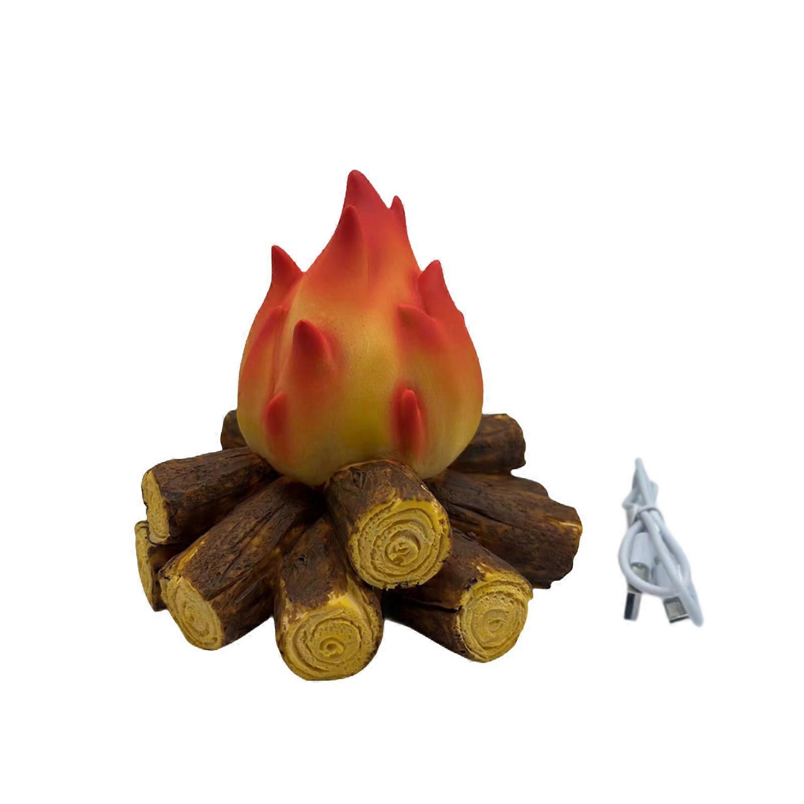 Flameless Fireplace Lantern Retro Simulation Fireplace Lamp for Bedroom Home A