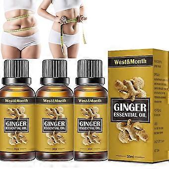 3pcs Free Shipping Natural Ginger Oil Lymphatic Drainage Massage Oil Lose Weight Slim Down Beauty Health Firm Full Body Care Essence