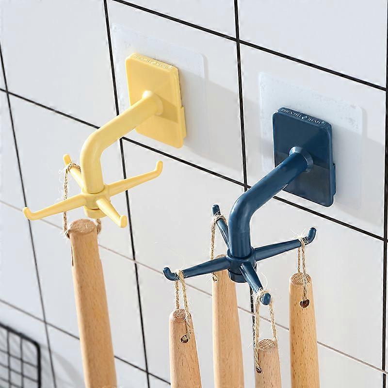 Punch-free Rotatable Hook Kitchen Storage Rack Small Items Wall Hangers for Kitchen Bathroom