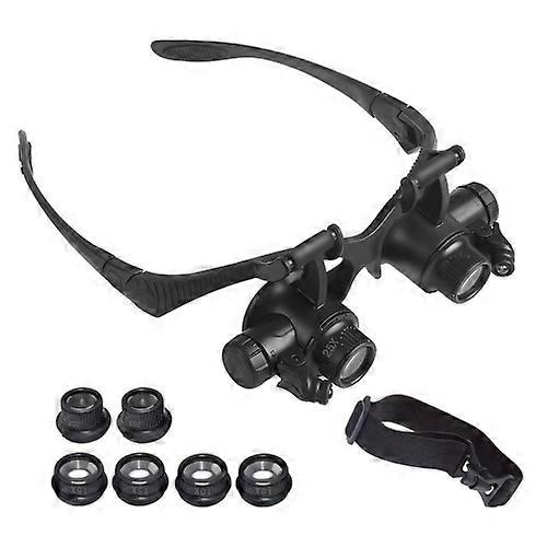 Headband Eyewear Magnifier Loupe Jeweler Magnifying Glasses Tool Set with LED Light