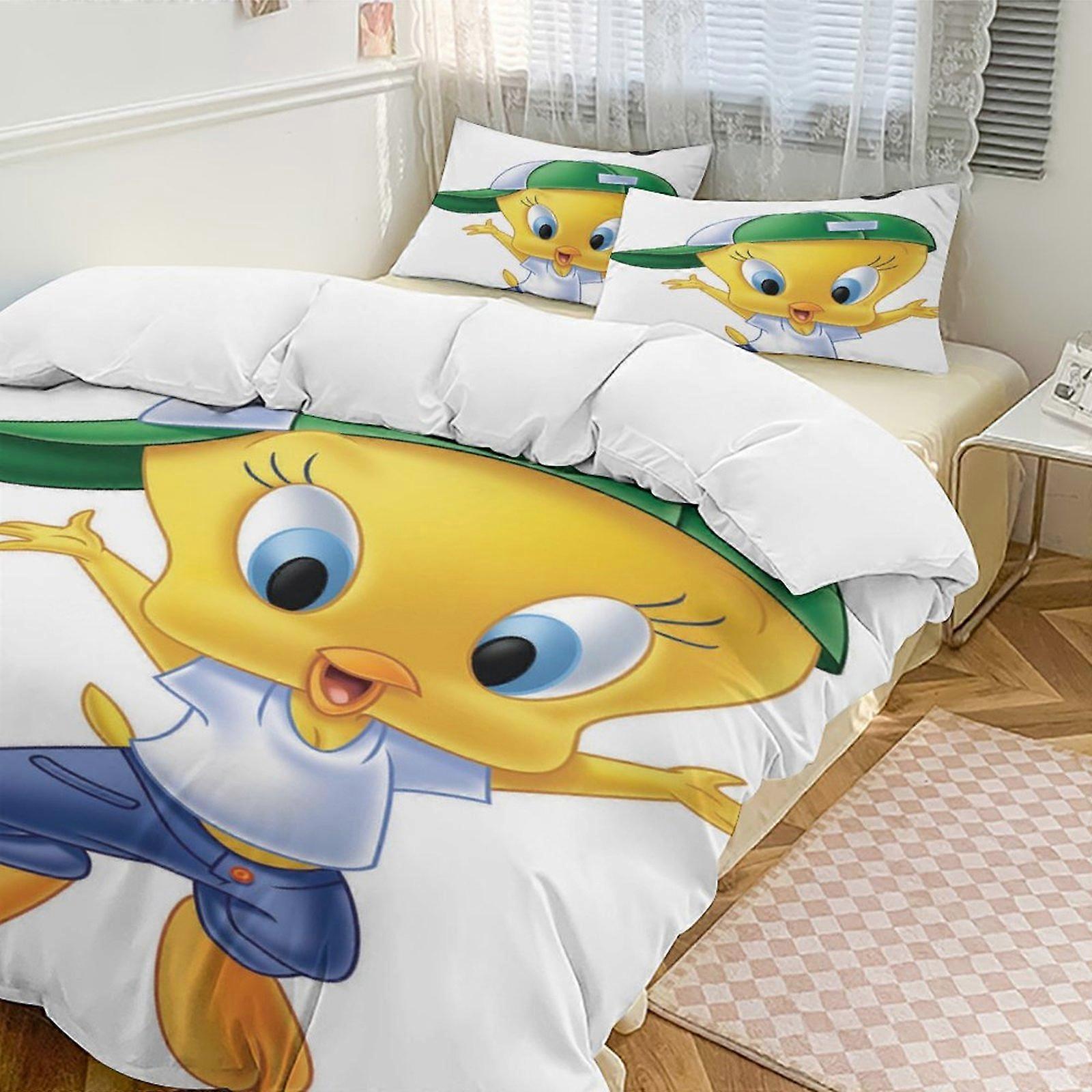 c609 TweetyBird 2 Capa de Edredom de Cama Conjuntos de Cama de Microfibra Conjuntos de Edredom Leve de 3 Peças, 1 Capa de Edredom e 2 Fronhas para Crianças ee609