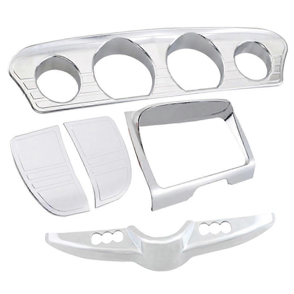 5Pcs Motorcycle Chrome Inner Fairing -Line Gauge Stereo Bezel Trims Panel For- Street Glide Glide 2