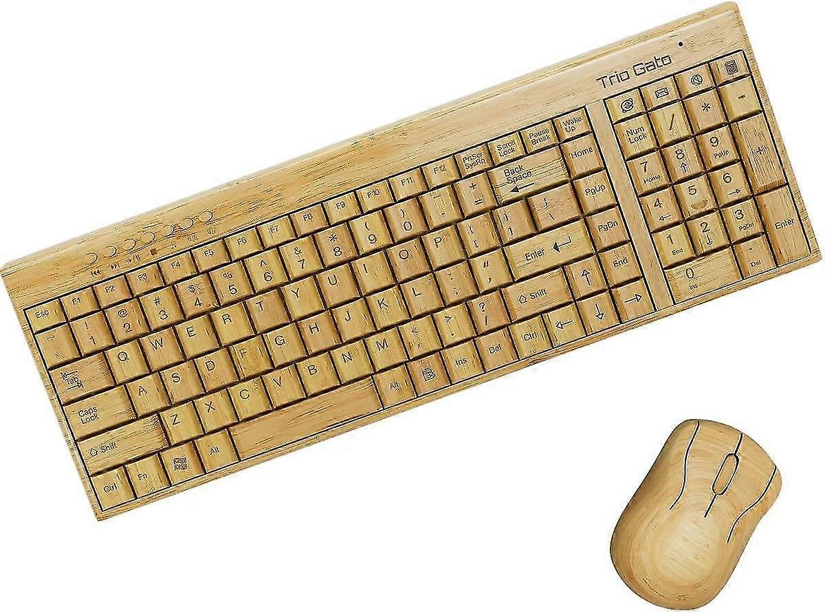Wireless Bamboo Keyboard And Mouse, Natural, Handmade, Eco-friendly Computer Accessories