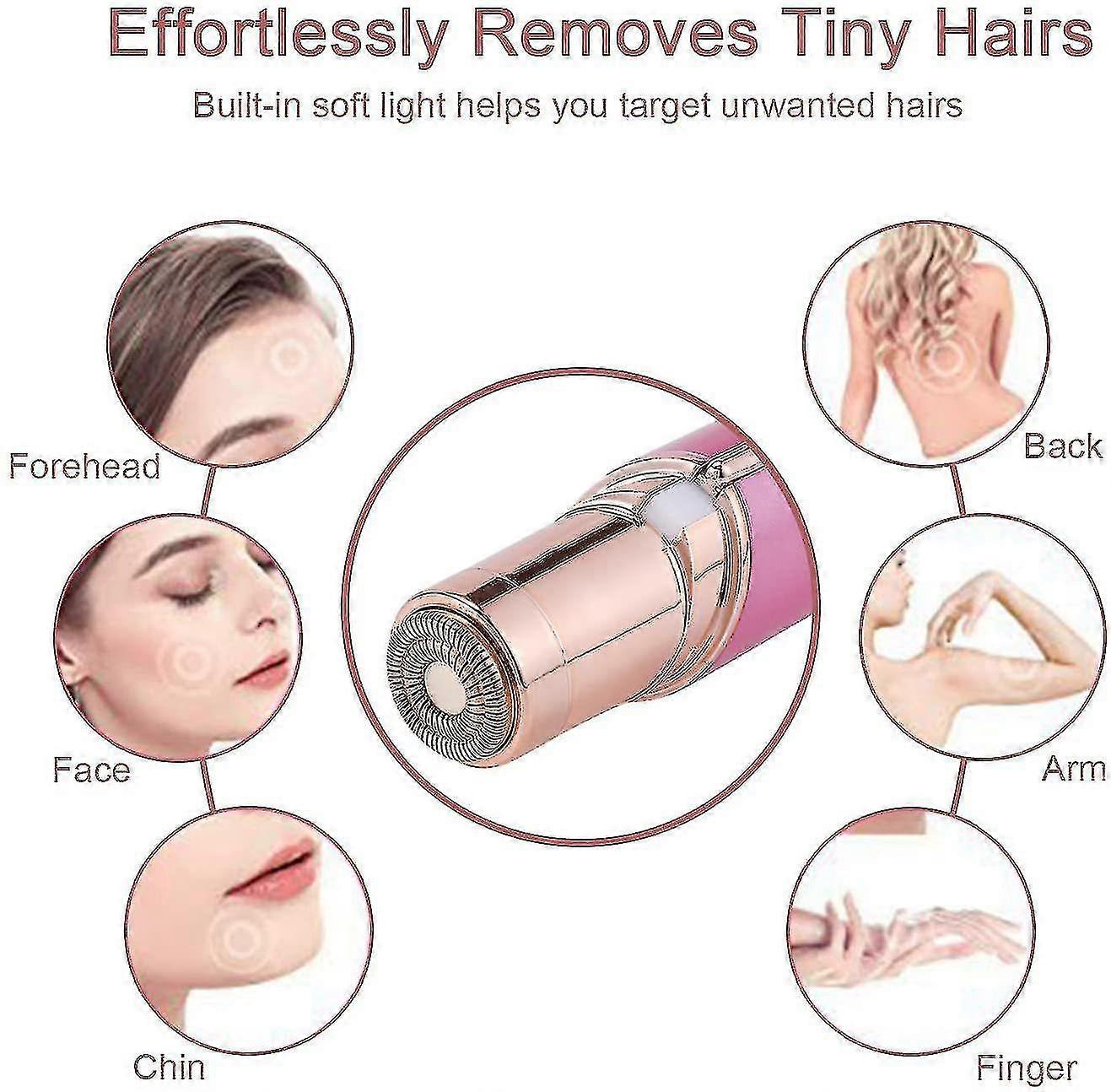 Ladies Facial Epilator, Usb Rechargeable Painless Hair Removal Waterproof Razor, With Led Light, Suitable For Peach Hair, Chin, Upper Cheek(pink)