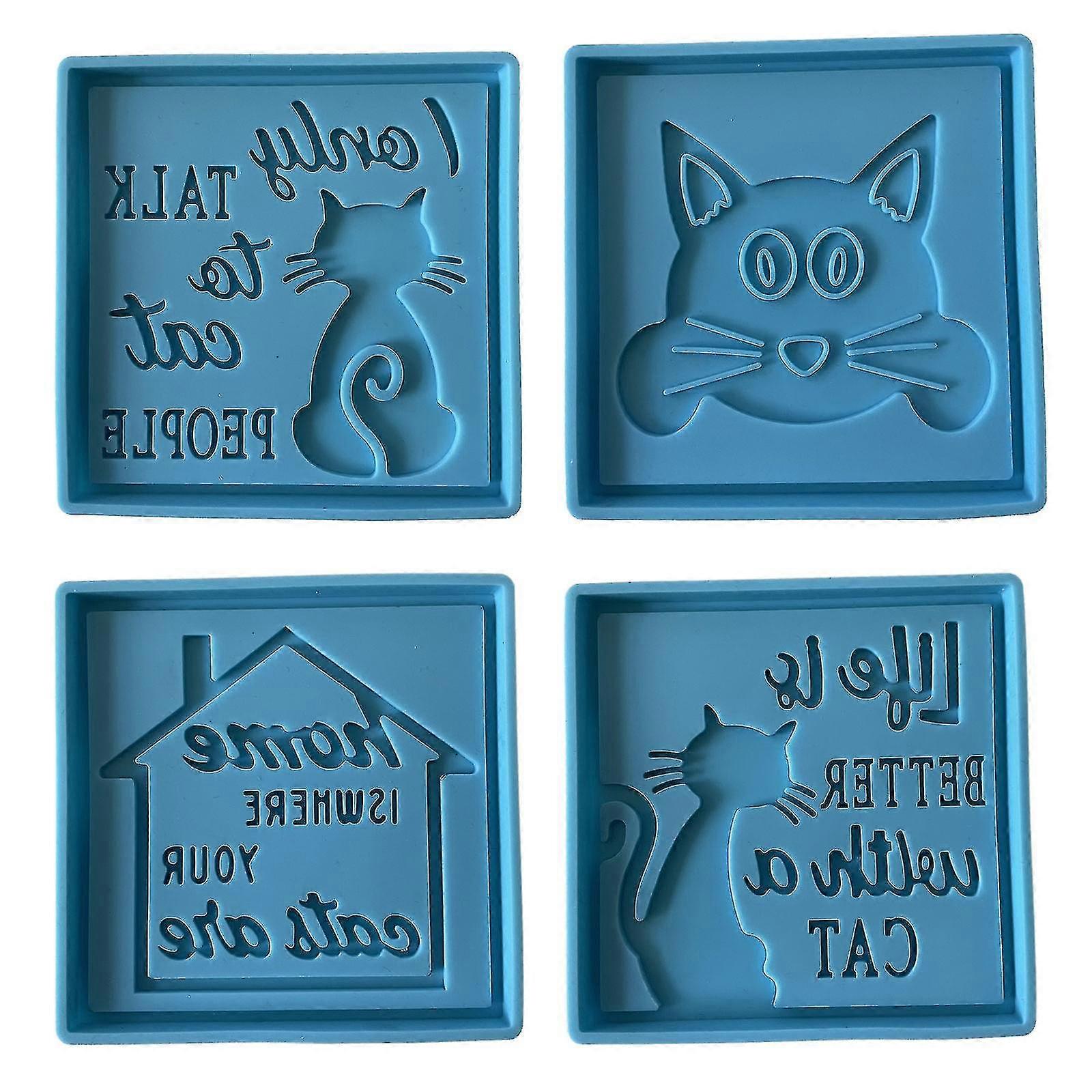 Cat Tag Polymer Clay Resin Molds Coaster Silicone Molds For Epoxy Casting Tool