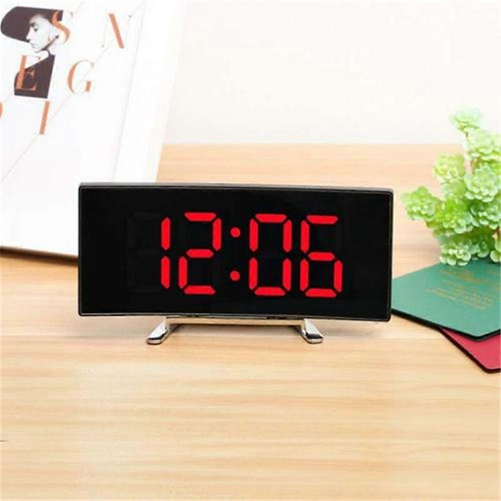 2024 LED Digital Alarm Clock Mains USB/Battery Temperature Large Mirror Display