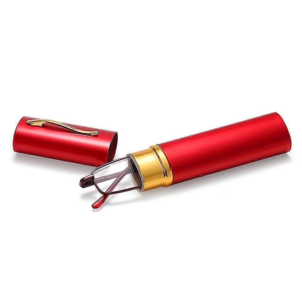 Lunettes de lecture compactes avec étui tube en aluminium Hommes Femmes Spring Hinge Reader