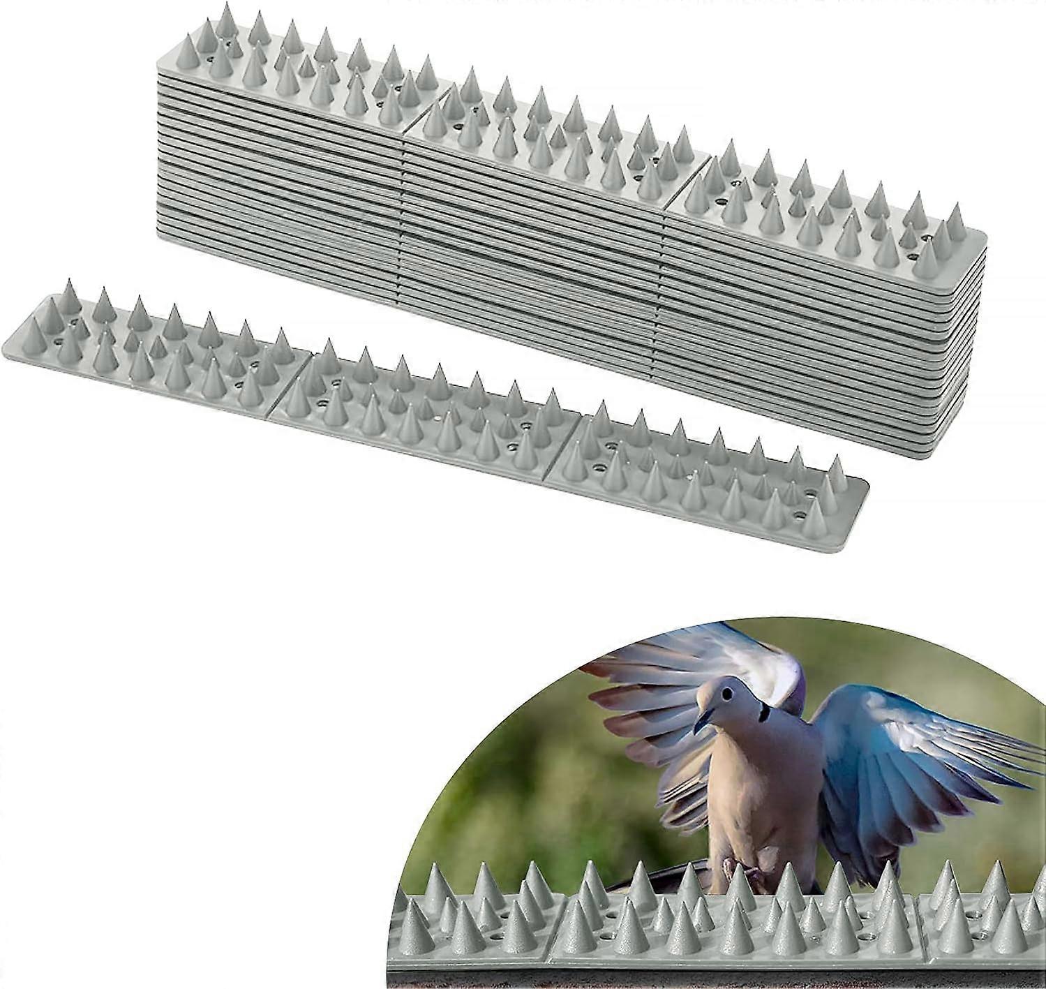 10 stk anti-due pigger plast grå 4,5 meter 4 rader anti-fugler for vegger, vindu, gjerder hindrer due, kråke og dyr