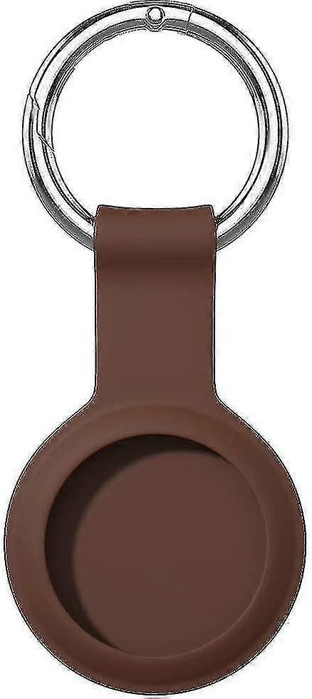 Compatible For Airtag Case Keychain ,silicone Protective Case Secure Holder With Key Ring (brown)