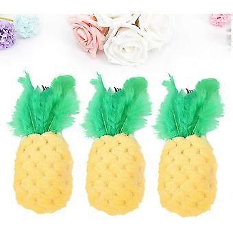 3pcs Heilwiy Cat Teeth Cleaning Toy Pet Pineapple Shape Interactive Toys Cat Plush Gift