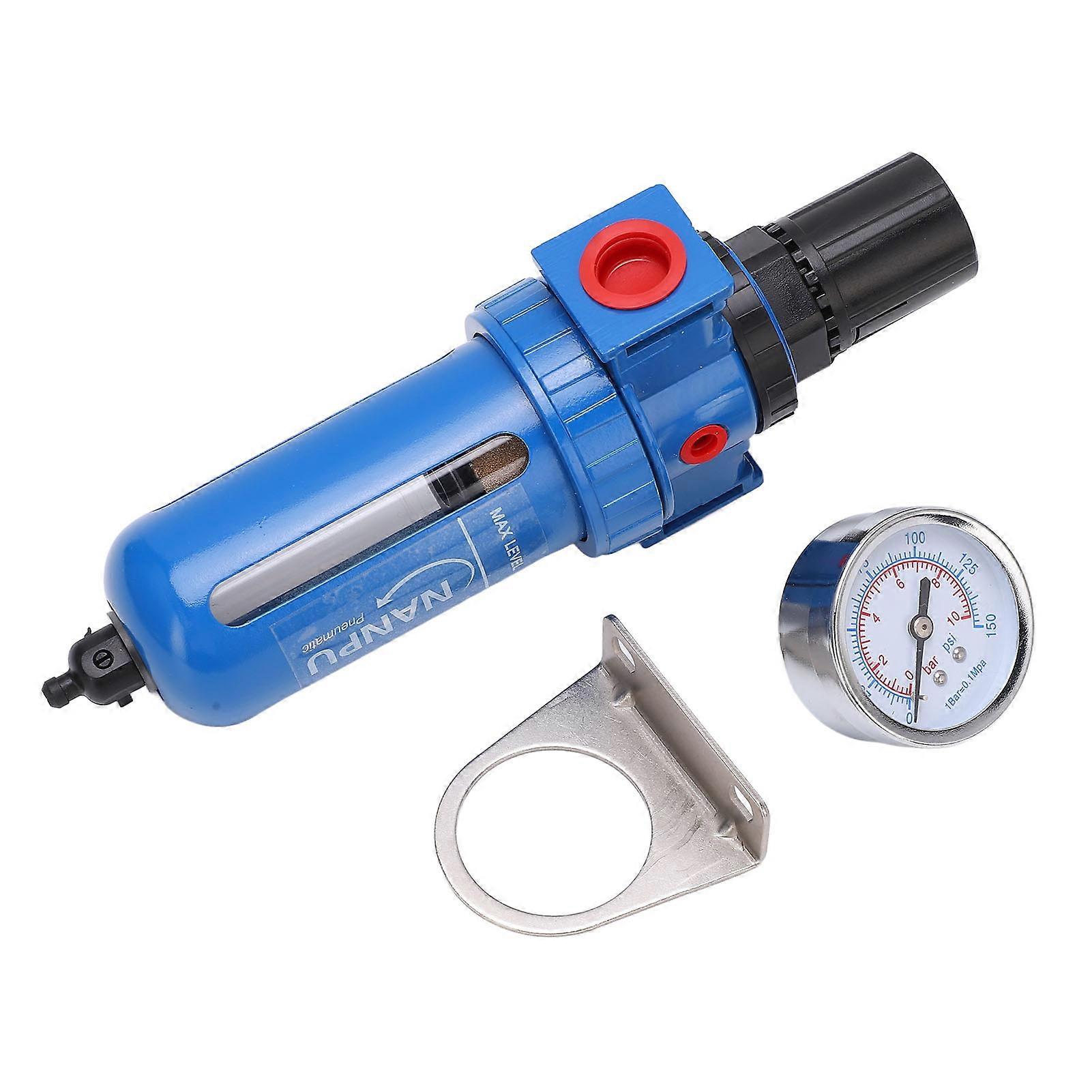 Compressed Air Filter Regulator with Pressure Gauge and Bracket Quick Release Manual Drain 1/4in NPT