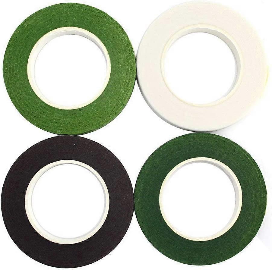 4 Pcs Floral Tape For Stem Wrap (Green,Dark Green,White,Coffee)