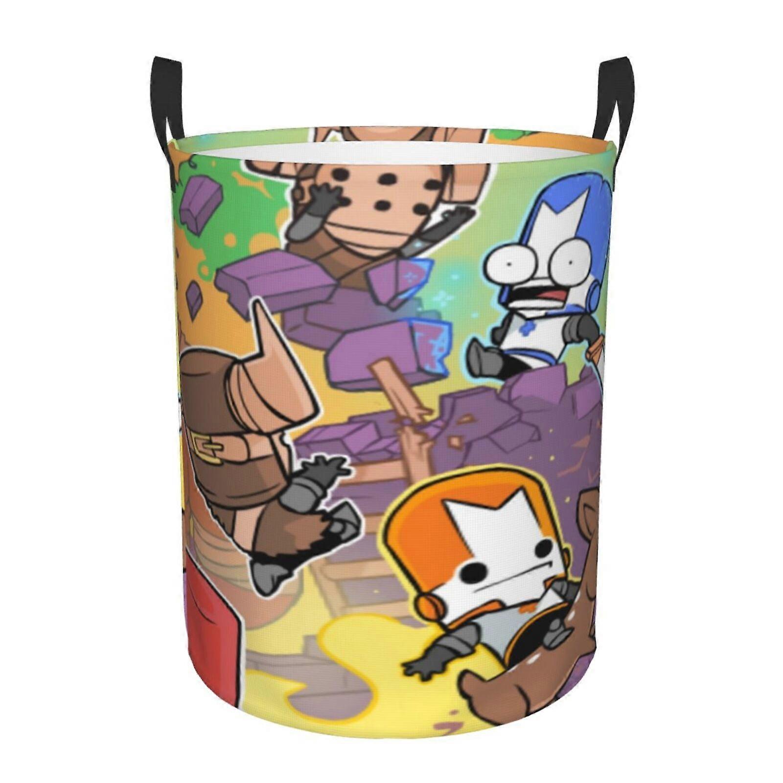 Castle Crashers 3d Graphic Flame Laundry Basket Fire Flame Clothes Hamper Storage With Handle-SYS29052