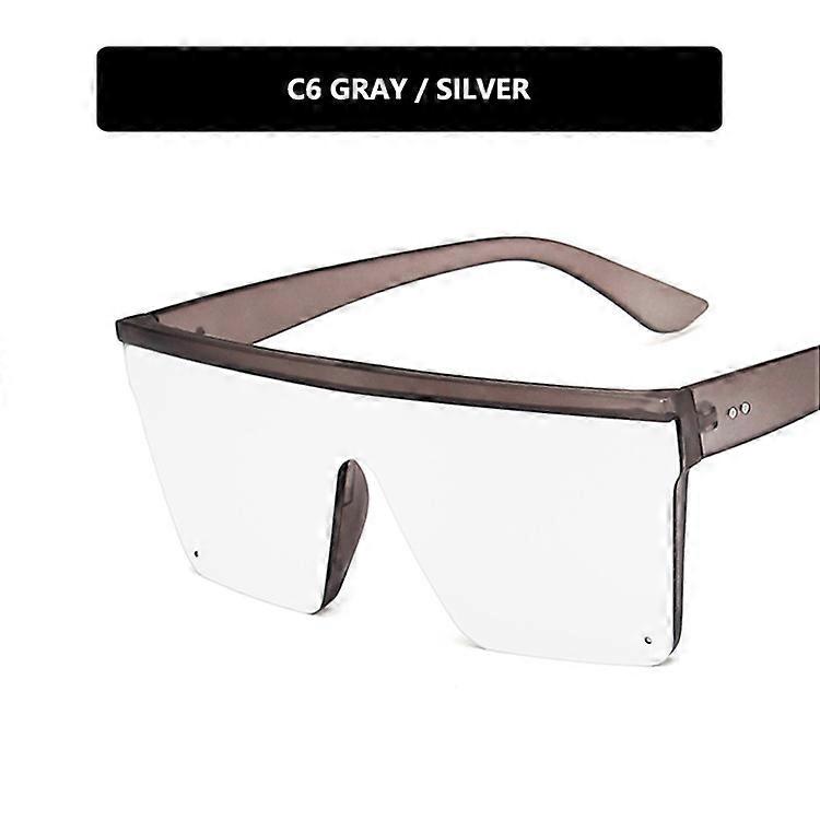 Óculos de sol quadrados oversized para mulheres homens moda flat top big frame shadesblack frame/lente cinza