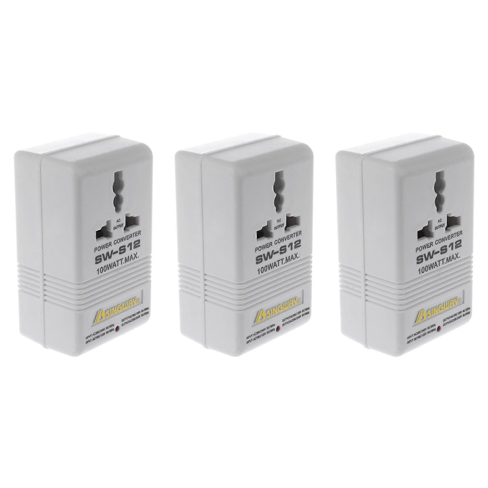 3X SINGWAY 100W 110V/120V to 220V/240V Step-Up&Down Voltage Converter Transformer Travel White