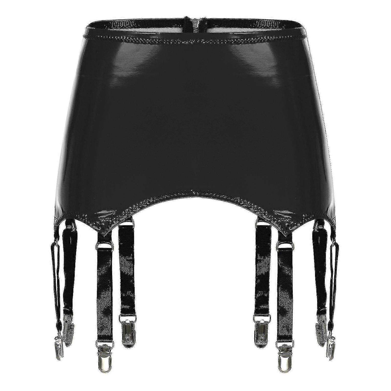 Womens Ladies Patent Leather Garters With Metal Clips Suspender Belt Clubwear Stage Performance Rave Costume Underwear Lingeries Zekai