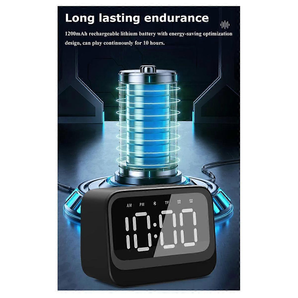Mini Clock Bluetooth Speaker Portable Dual Alarm Clock Soundbar Wireless Display Music Player Suppo