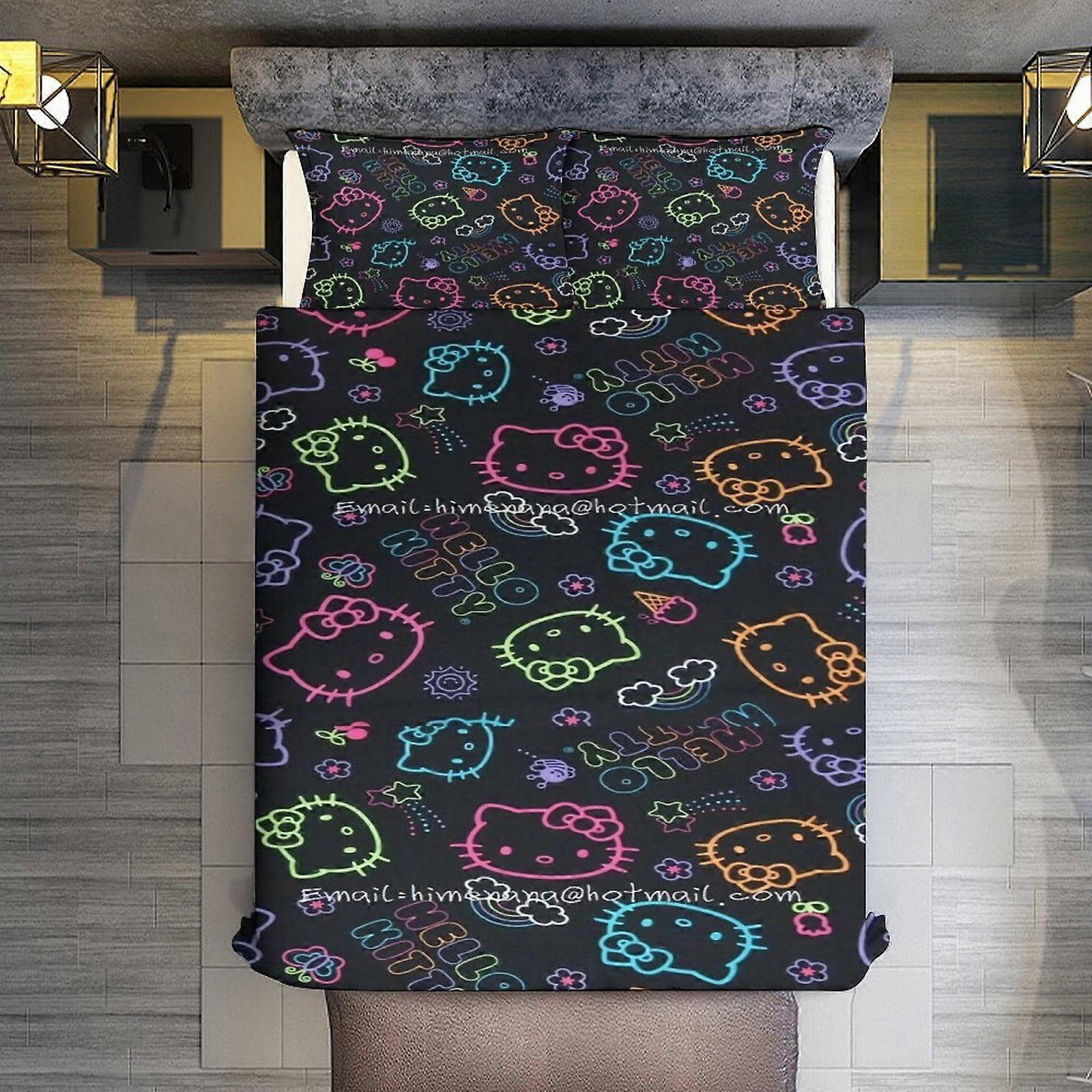 KA464 Hello Kitty Print Comforter Set,3Pcs Bedding Set Printed Comforter with 2 Pillowcases,Warm and comfortable RM464