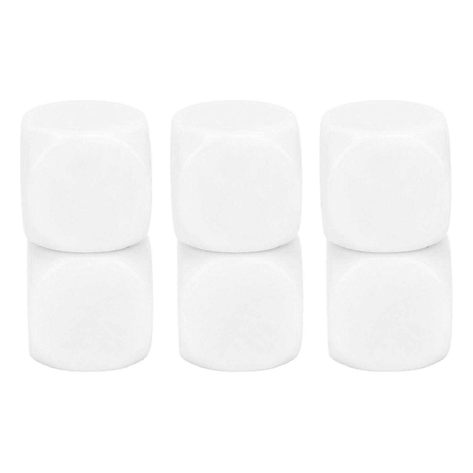 6Pcs Large Dice Set Round Corner Plastic Waterproof Practical Slick Face Dice compatible DIY Party Gaming White