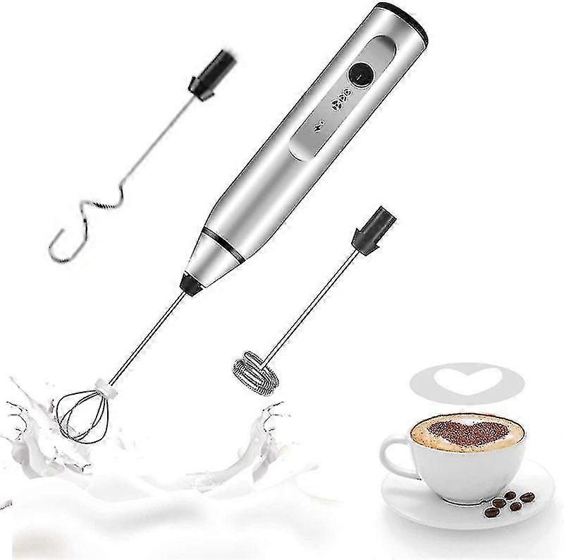Milk Frother Handheld, Immersion Blender Cordlesss Foam Maker Usb Rechargeable Small Mixer With 3 Stainless Whisksstirring 3-speed Adjustable Mini Fro