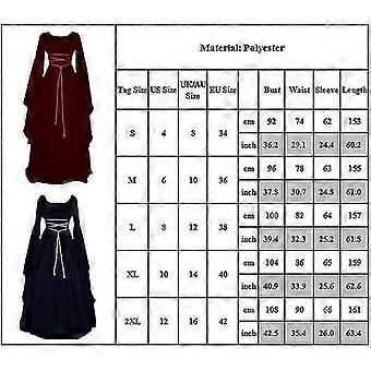 Deguisement Halloween Femme Costume Halloween Femme Robe Médiévale Robe Rétro à Capuche Costume De Médiévale De Mariage Halloweens Gothique Maille Robes De Sorcière Longues Robes (01 Blue, S