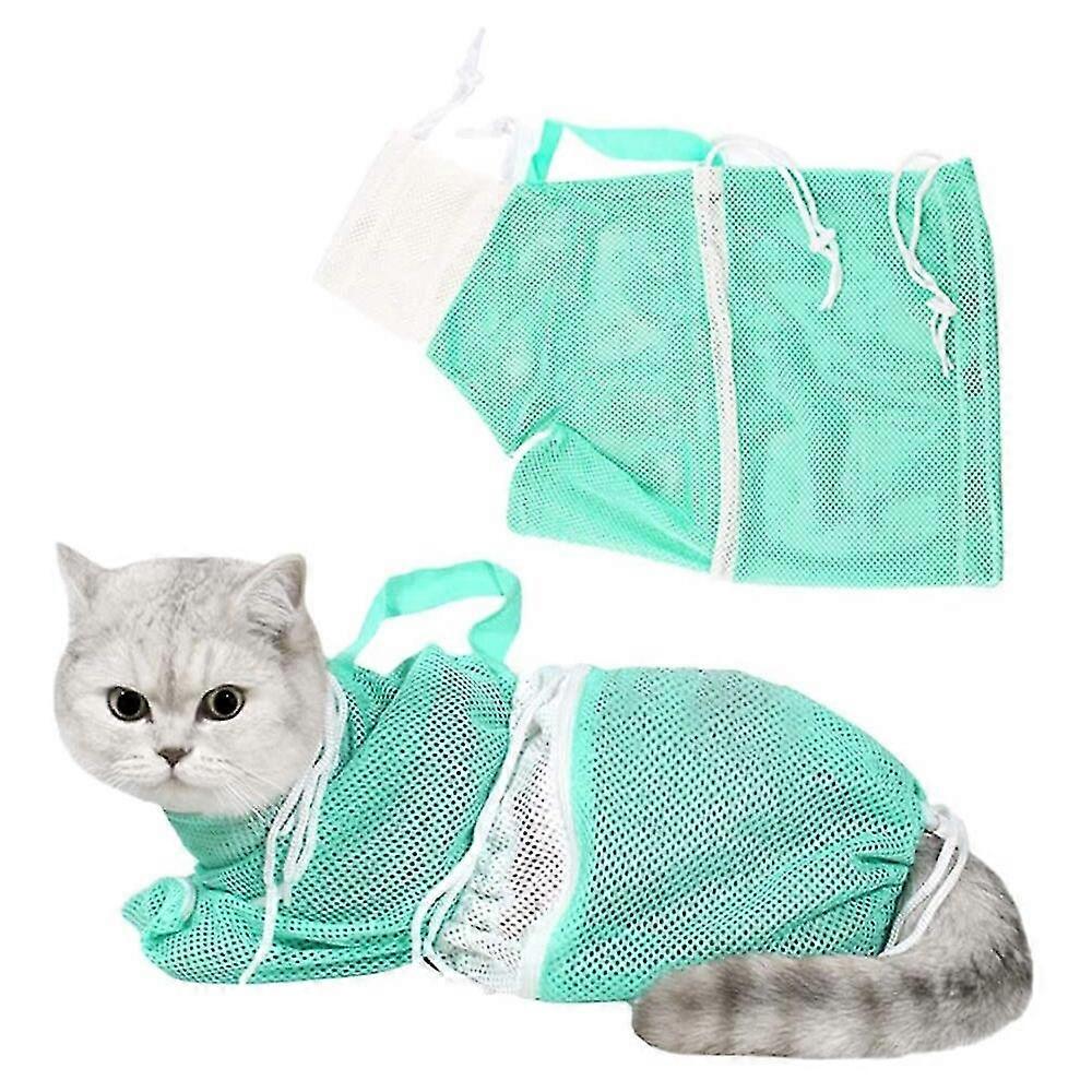 Cat Shower Mesh Net Bag Kitten Bath Bag For Nail Trimming Ear Clean