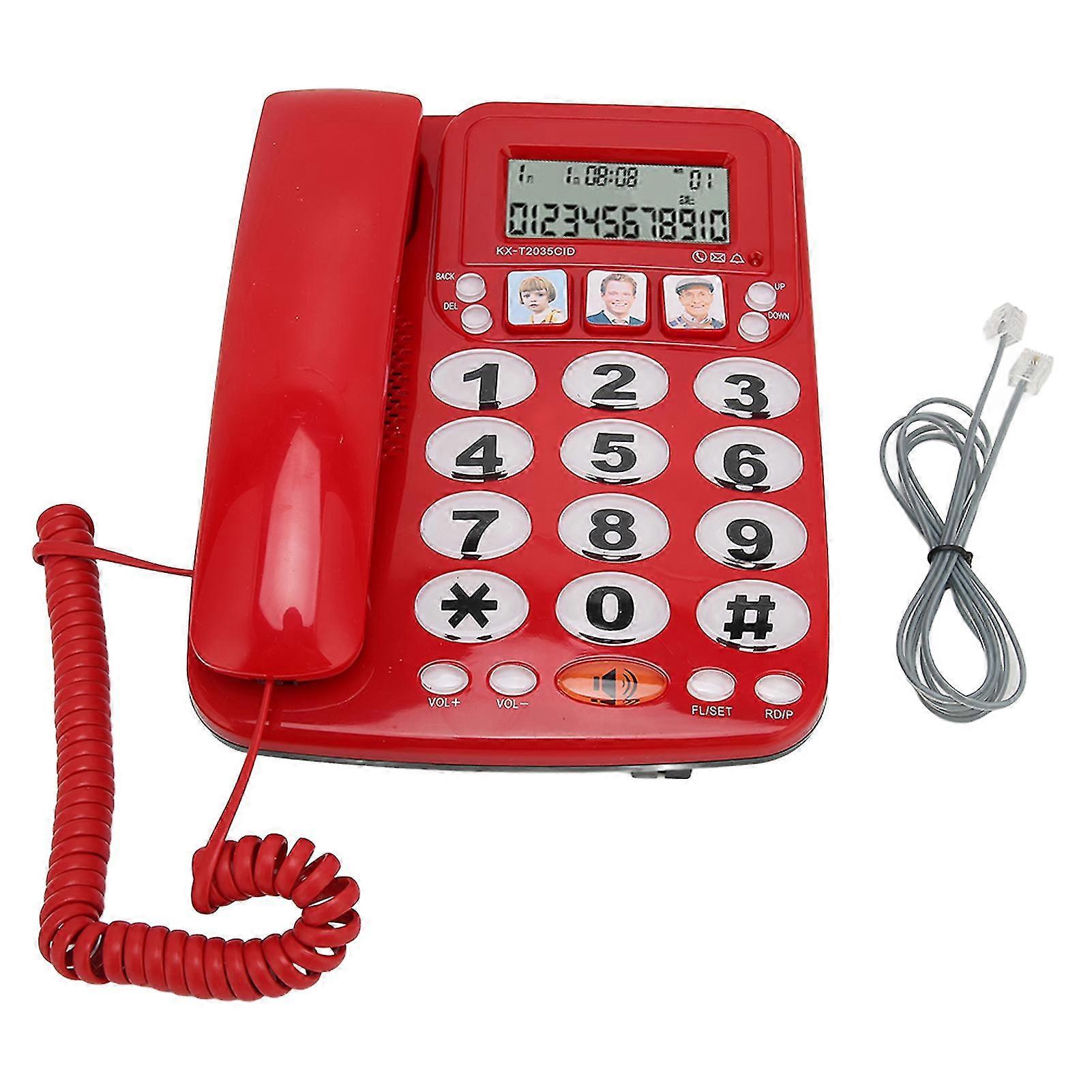 Adjustable Ringtone Corded Telephone with Caller ID and Mute, Red - Ideal for Home Office