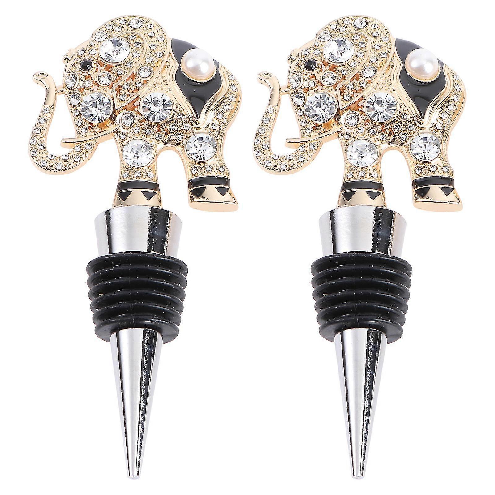 2PCS novel alloy red wine plug decoration