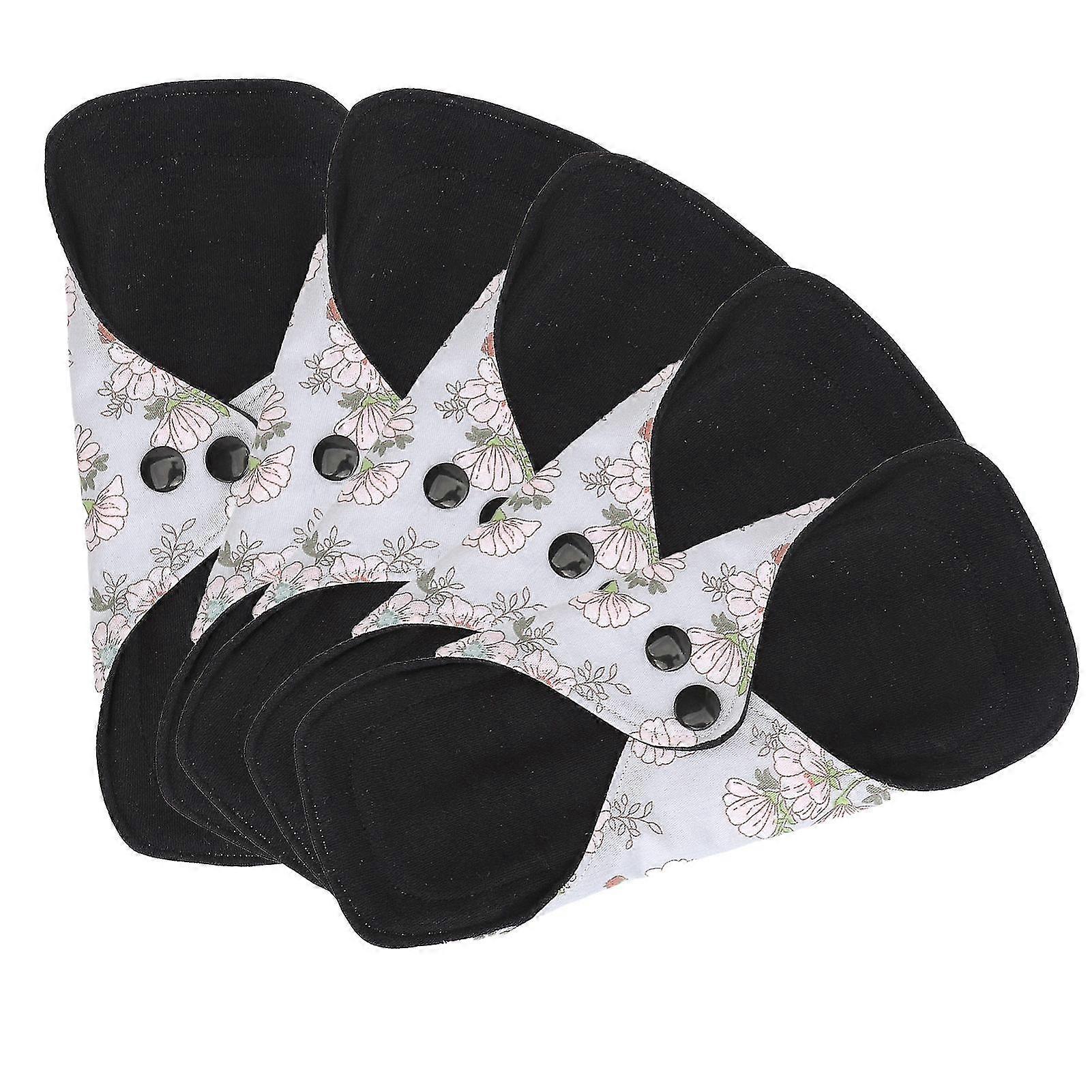 5pcs Washable Reusable Menstrual Pads Soft Cotton Feminine Sanitary Pads with Strong Water Absorption