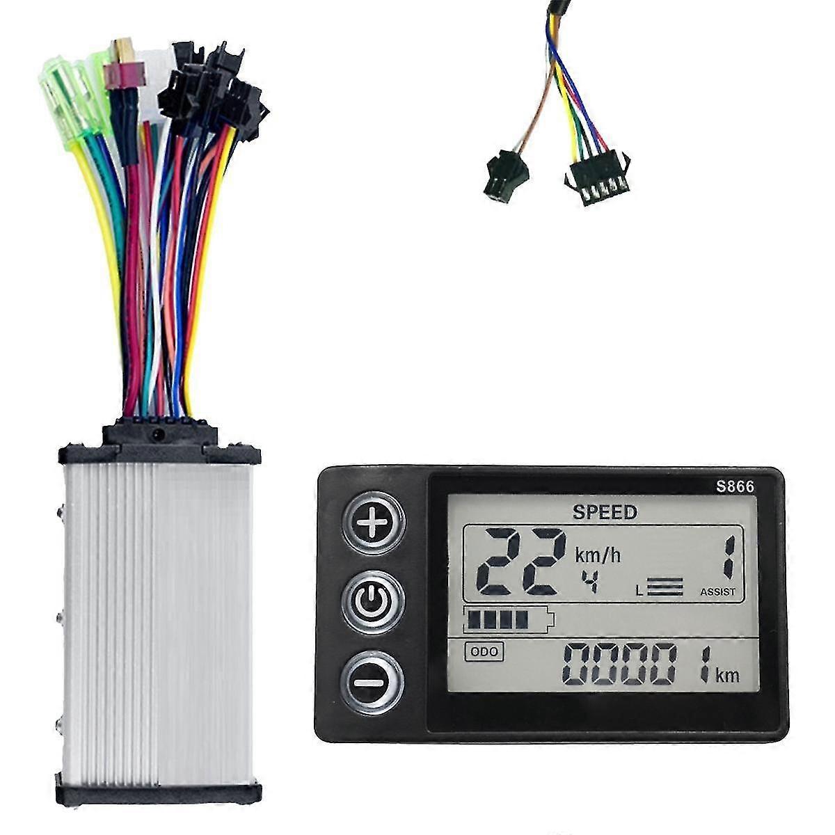 S866 Controller Panel Dashboard+36v 350w Sine Wave Controller Electric Bike Lcd Display For E-bike Scooter(sm Plug)