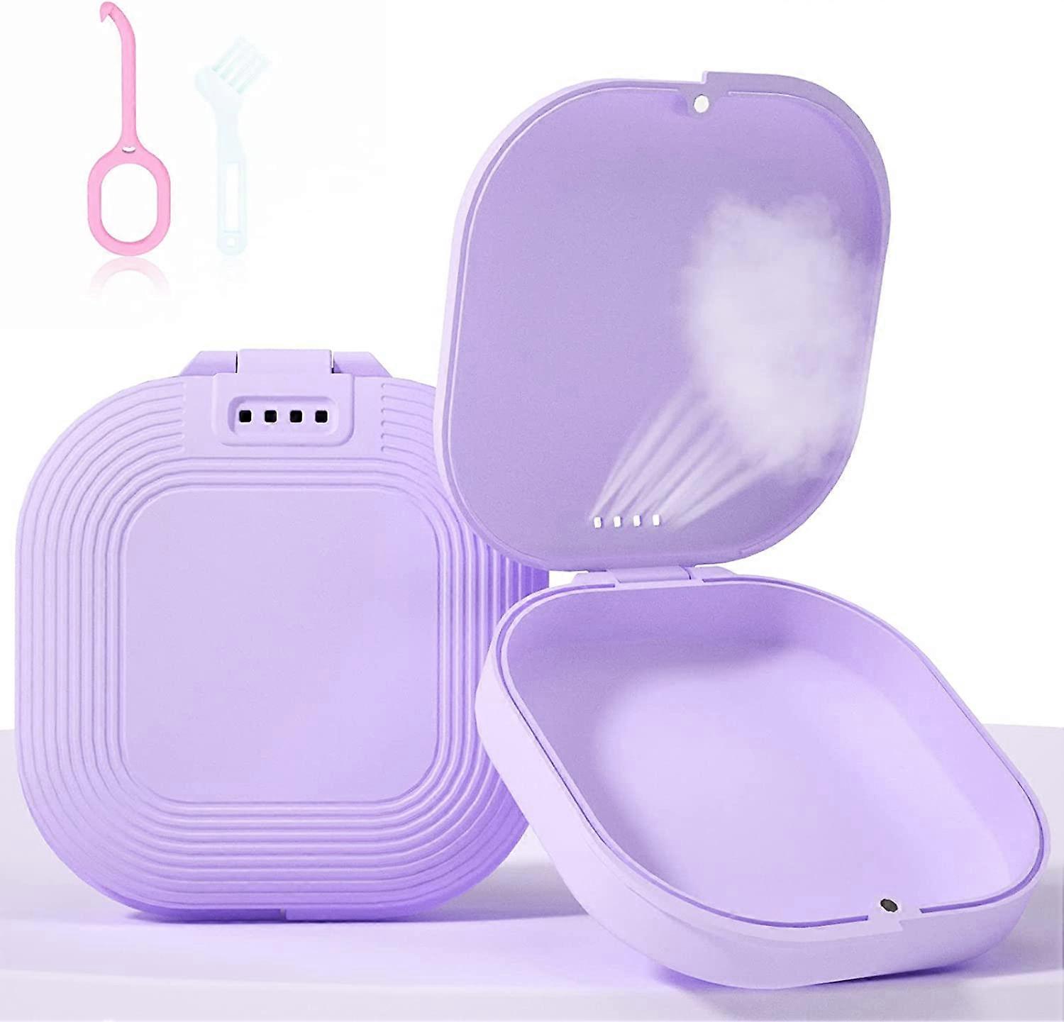 Retainer Case, Slim Aligner Case with Vent Holes, Compatible with Invisalign, Mouth Guard Case, Cute Retainer Case with Retainer Removal Tool and Brus