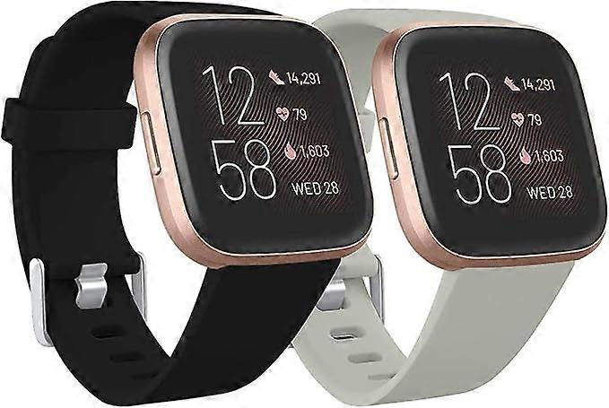 Compatible with Fitbit Versa Strap/Fitbit Versa 2 Strap, Soft Silicone Sports Replacement Strap for Fitbit Versa 2/Fitbit Versa Lite/Versa SE, 2-Pack